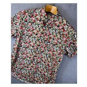 J.Crew Floral Button Down Poplin‎ Shirt Mens Size M Secret Wash Organic Cotton